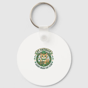 St Patrick Lucky Irish Cat Cute Cat T-Shirt Design Key Ring