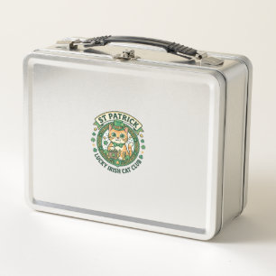 St Patrick Lucky Irish Cat Cute Cat T-Shirt Design Metal Lunch Box