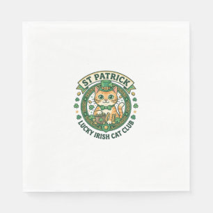 St Patrick Lucky Irish Cat Cute Cat T-Shirt Design Napkin