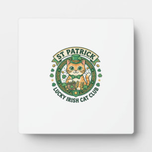 St Patrick Lucky Irish Cat Cute Cat T-Shirt Design Plaque