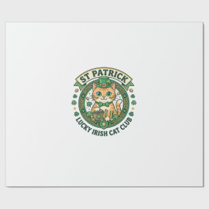 St Patrick Lucky Irish Cat Cute Cat T-Shirt Design Wrapping Paper