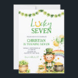St Patrick Lucky Seven Birthday Invitation<br><div class="desc">St Patrick Birthday Invitation,  Lucky Seven Birthday Invite,  Editable St Patrick Theme Birthday Invite</div>
