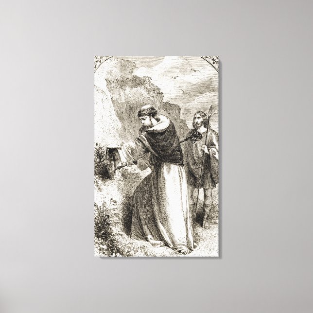 St. Patrick marking Connal's shield with the Cross Canvas Print (Front)