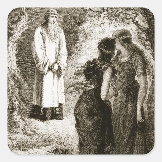 St. Patrick met by virgins in the wood of Fochlut, Square Sticker (Front)