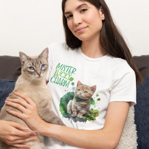 St Patrick Orange Kitten Mister Lucky Charm Tri-Blend Shirt