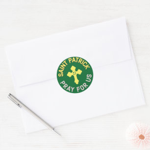St. Patrick Pray For Us Irish Catholic Green Classic Round Sticker