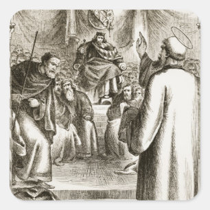 St. Patrick preaching at Tara, from 'The Trias Thu Square Sticker