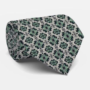 St.  Patrick’s Day Abstract 4-Leaf Clover Pattern  Tie