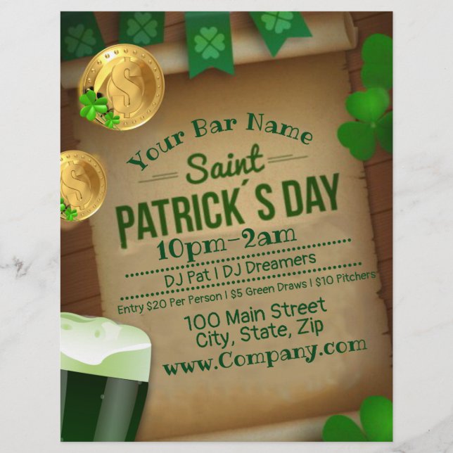 St Patrick’s Day Bar Event Party Flyer (Front)