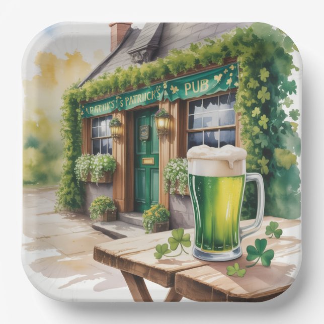 St Patrick’s Day Bar Pub Party Paper Plate (Front)