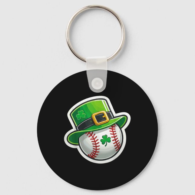 St. Patrick’s Day Baseball Clover Hat Lucky Shamro Key Ring (Front)