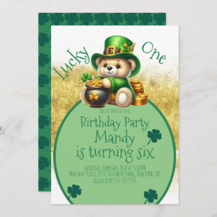St.Patrick’s Day Bear Cute Birthday Lucky One Invitation