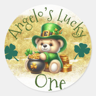 St.Patrick’s Day Bear Pot Gold Birthday Lucky One Classic Round Sticker