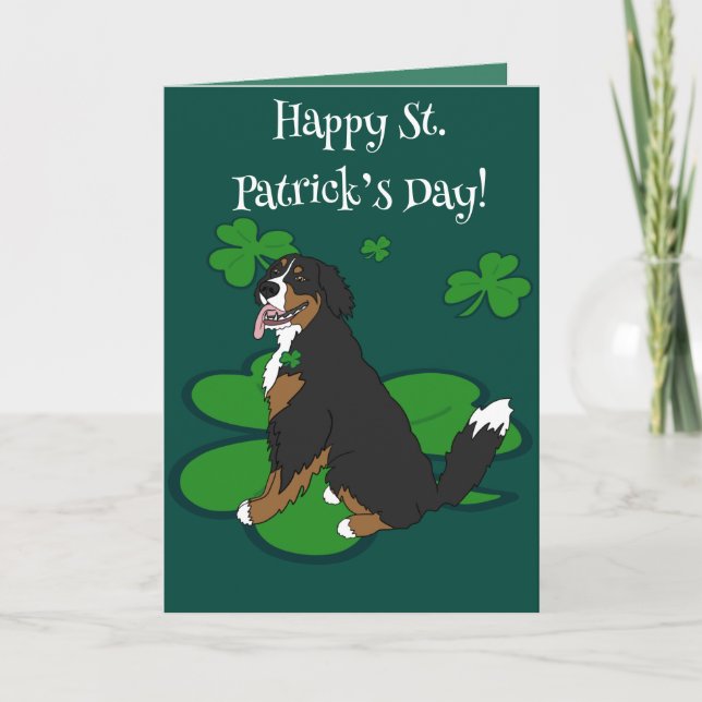 St. Patrick’s Day Bernese Mountain Dog  Card (Front)