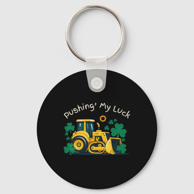St. Patrick’s Day Bulldozer Fun Construction Kids  Key Ring (Front)