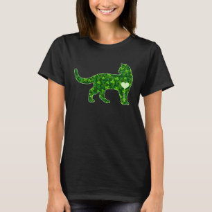 St Patrick s Day Cat Irish Green Shamrock Heart C T-Shirt