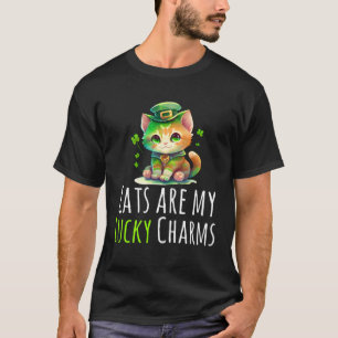 St Patrick s Day Cat Lucky Charm Leprechaun Shamro T-Shirt