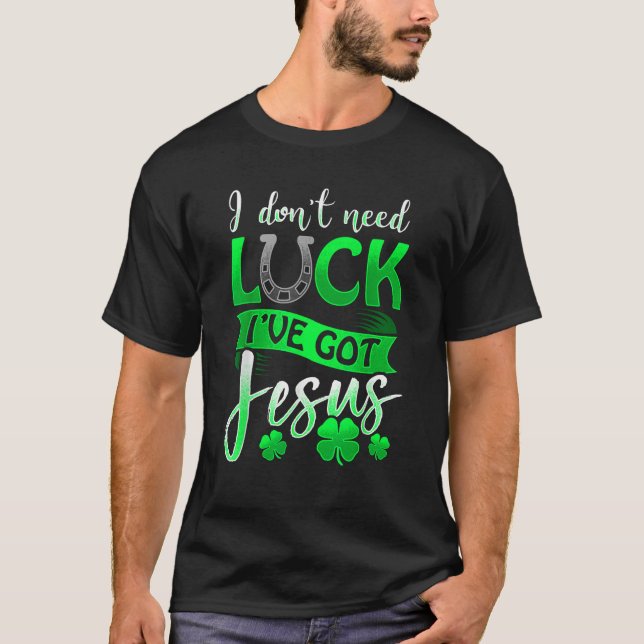 St Patrick s Day Christian Unisex Black Cotton Pol T-Shirt (Front)