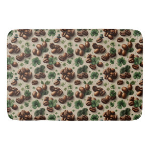 St. Patrick’s Day Coffee & Shamrock Pattern Bath Mat