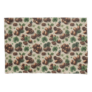 St. Patrick’s Day Coffee & Shamrock Pattern Pillowcase