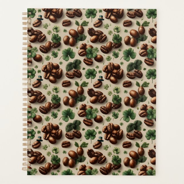 St. Patrick’s Day Coffee & Shamrock Pattern Planner (Front)