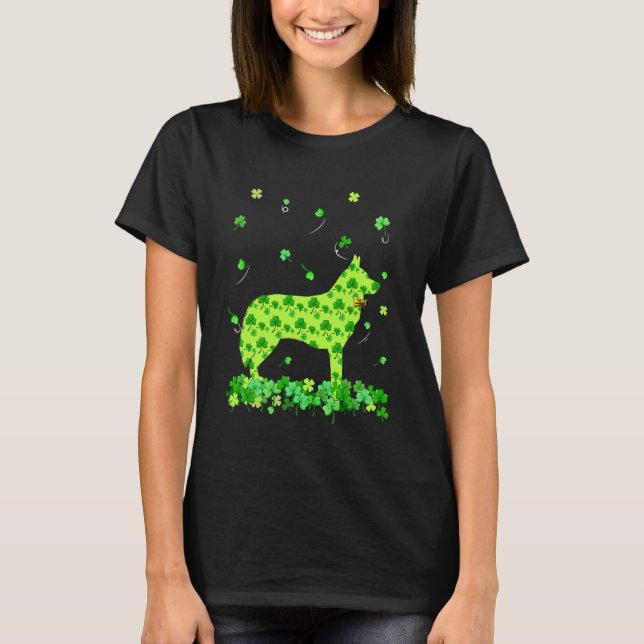 St Patrick S Day Dog Siberian Husky Shamrock C Iri T-Shirt (Front)