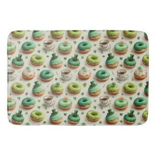 St. Patrick’s Day Donuts & Coffee Watercolor Bath Mat