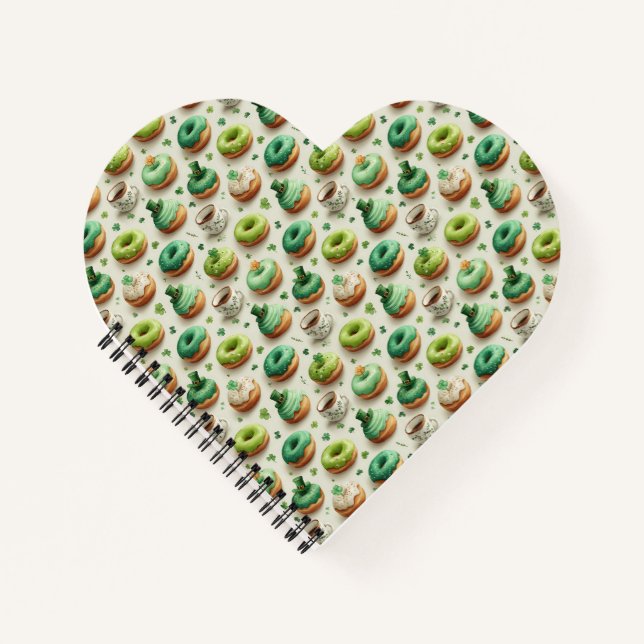St. Patrick’s Day Donuts & Coffee Watercolor Notebook (Front)