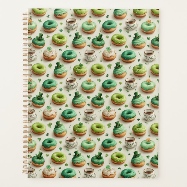 St. Patrick’s Day Donuts & Coffee Watercolor Planner (Front)