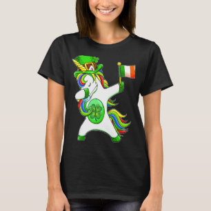 St Patrick S Day Girls Dabbing Unicorn Leprechaun T-Shirt