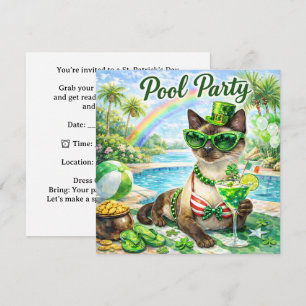 St. Patrick’s Day Glam Cat Pool Party  Invitation