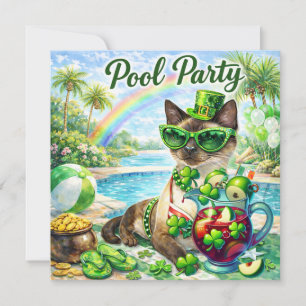 St. Patrick’s Day Glam Cat Pool Party Save The Date
