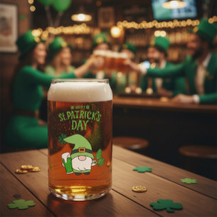 St. Patrick’s Day Gnome  Can Glass