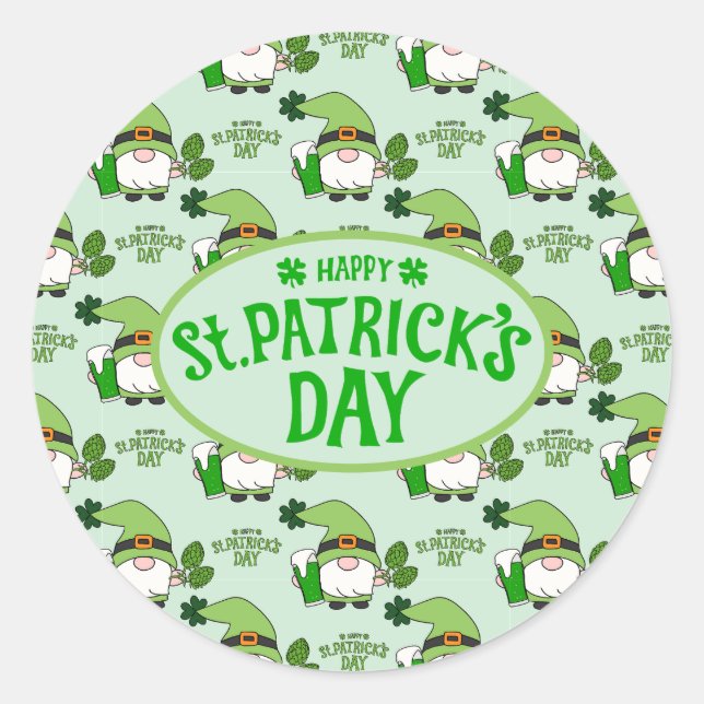 St. Patrick’s Day Gnome Green Sticker (Front)