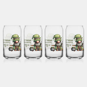 St. Patrick’s Day Gnome Illustration with Shamrock Can Glass
