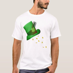 St. Patrick`s Day Gold Coins Green Hat T-Shirt