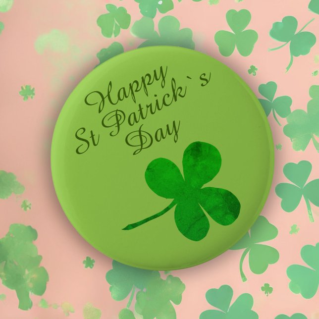 St Patrick`s Day Good Luck Shamrock 6 Cm Round Badge (Creator Uploaded)