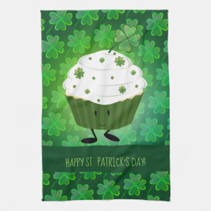 St. Patrick’s Day Green Cartoon Shamrock Tea Towel