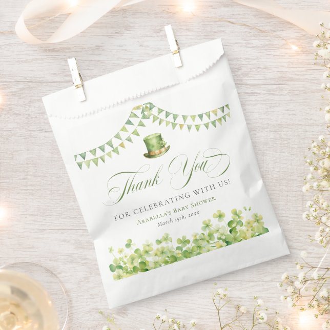 St. Patrick’s Day Green Shamrock Baby Shower Favour Bags (Clipped)