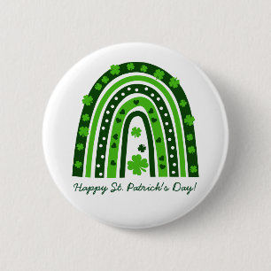 St. Patrick’s Day Green Shamrock Boho Rainbow  6 Cm Round Badge