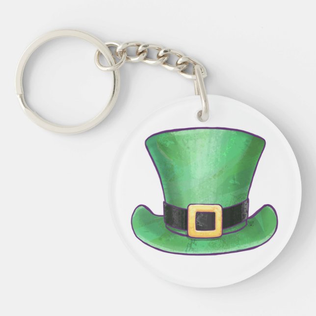 St Patrick’s Day Green Top Hat Key Ring (Front)