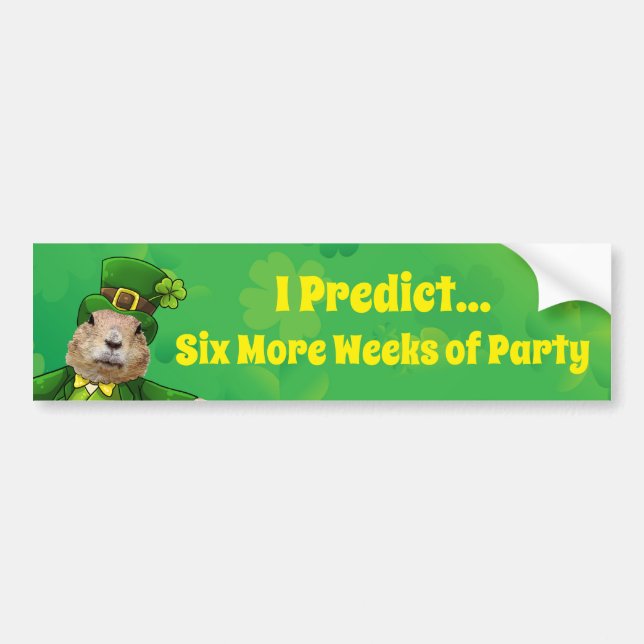 St. Patrick’s Day Groundhog Party Animal Bumper Sticker (Front)