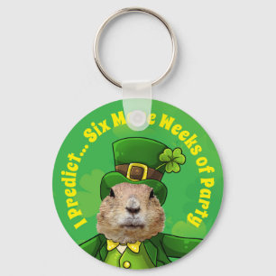 St. Patrick’s Day Groundhog Party Animal Key Ring