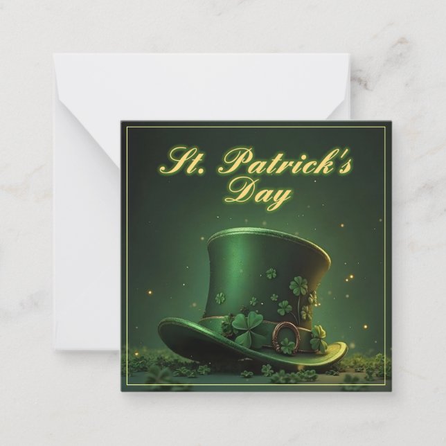 St. Patrick’s Day Hat and Shamrock Design Card (Front)