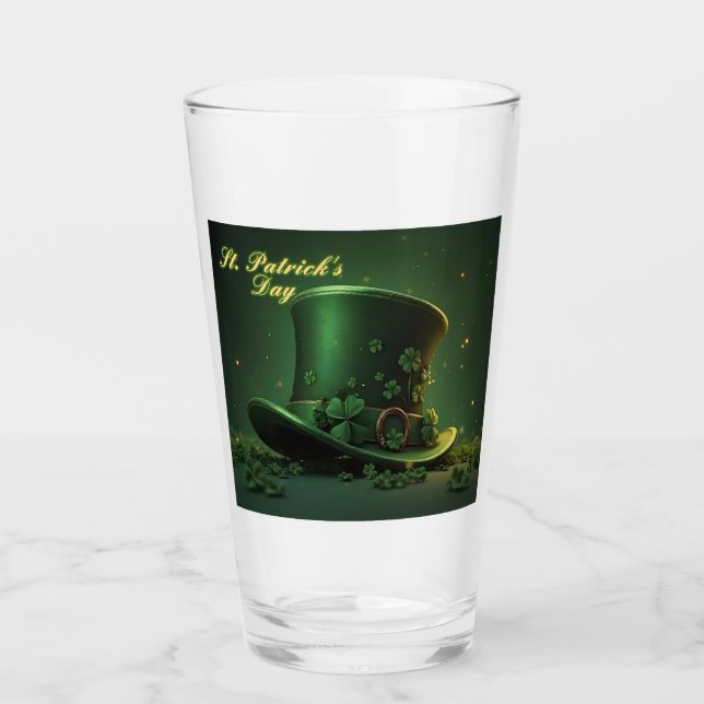 St. Patrick’s Day Hat and Shamrock Design Glass (Front)