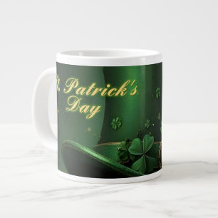 St. Patrick’s Day Hat and Shamrock Design Large Coffee Mug