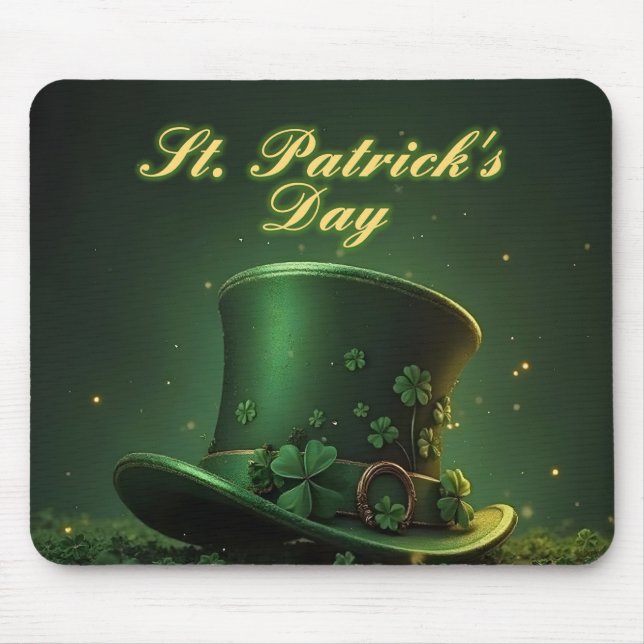 St. Patrick’s Day Hat and Shamrock Design Mouse Mat (Front)