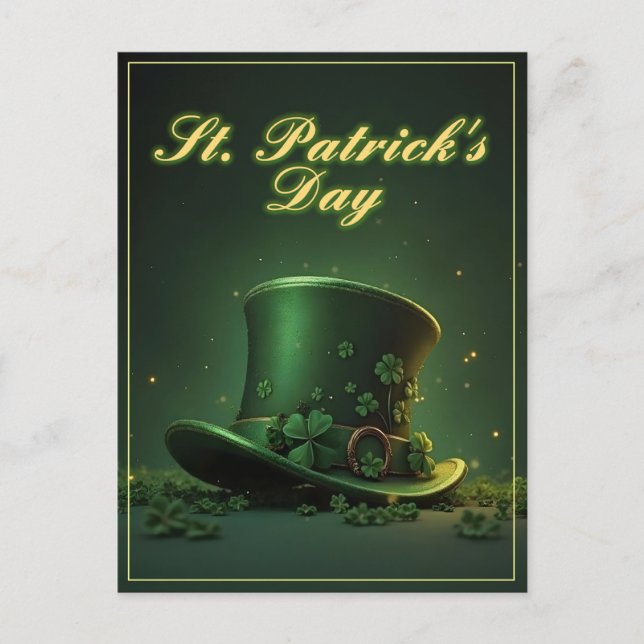 St. Patrick’s Day Hat and Shamrock Design Postcard (Front)