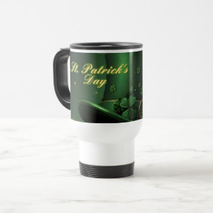 St. Patrick’s Day Hat and Shamrock Design Travel Mug