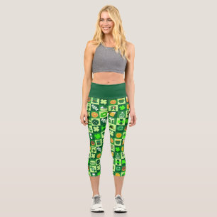St. Patrick’s Day Icons Seamless Pattern Capri Leggings